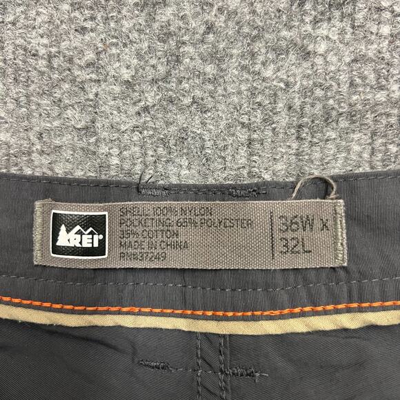 REI Hiking Pant Mens 36X32 Gray Nylon Outdoor Performance Mid Rise Cargo Pocket - Picture 5 of 10